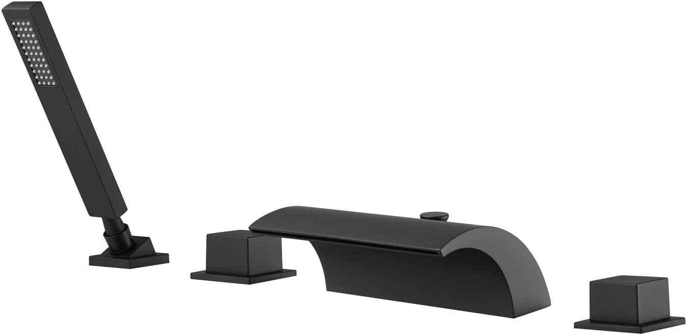 sumerain Waterfall Roman Tub Faucet with Handheld High Flow Chrome finish