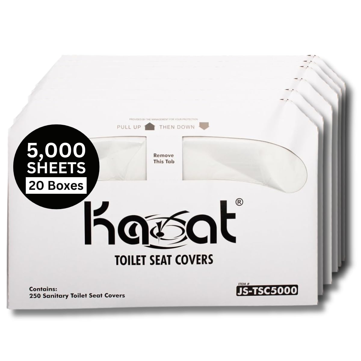 Karat Disposable Toilet Seat Covers – 5000 Sheets of Recycled Paper, Compatible with Half-Fold Dispensers for Commercial Bathroom Hygiene