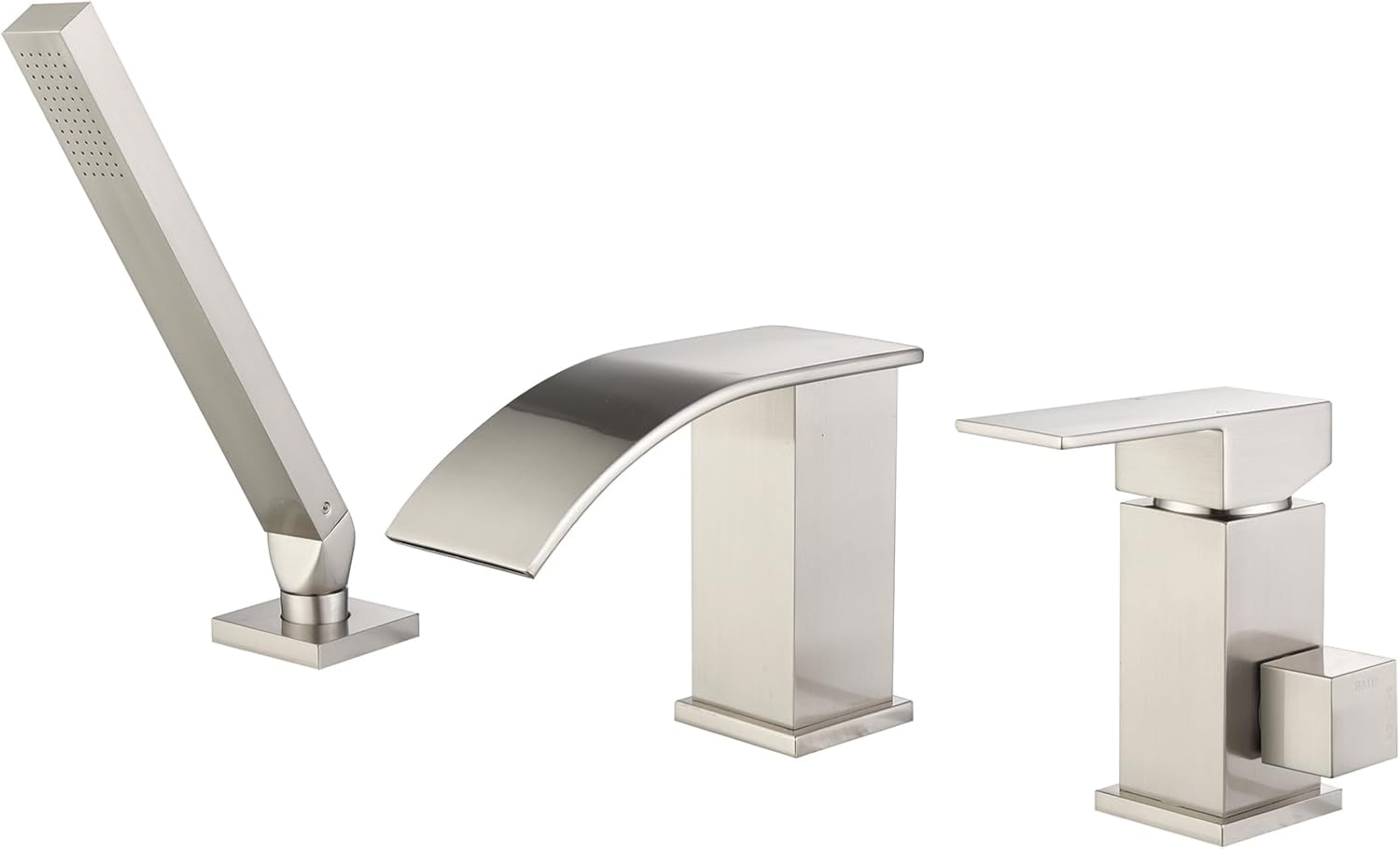 TapLong Waterfall Tub Filler Faucet with HandHeld Shower Widespread Roman Tub Faucet Set, Deck Mount 3-Holes Single-Handle Faucet in Brushed Gold, 03111BG