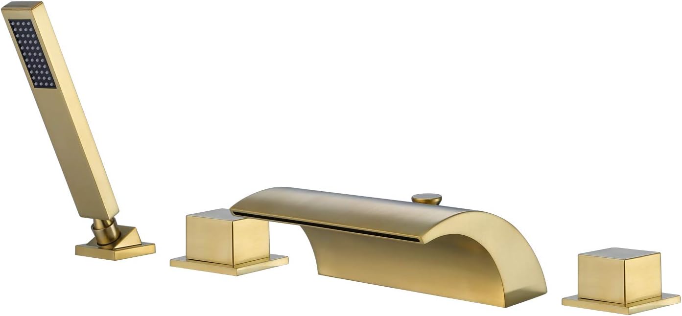 sumerain Waterfall Roman Tub Faucet with Handheld High Flow Chrome finish