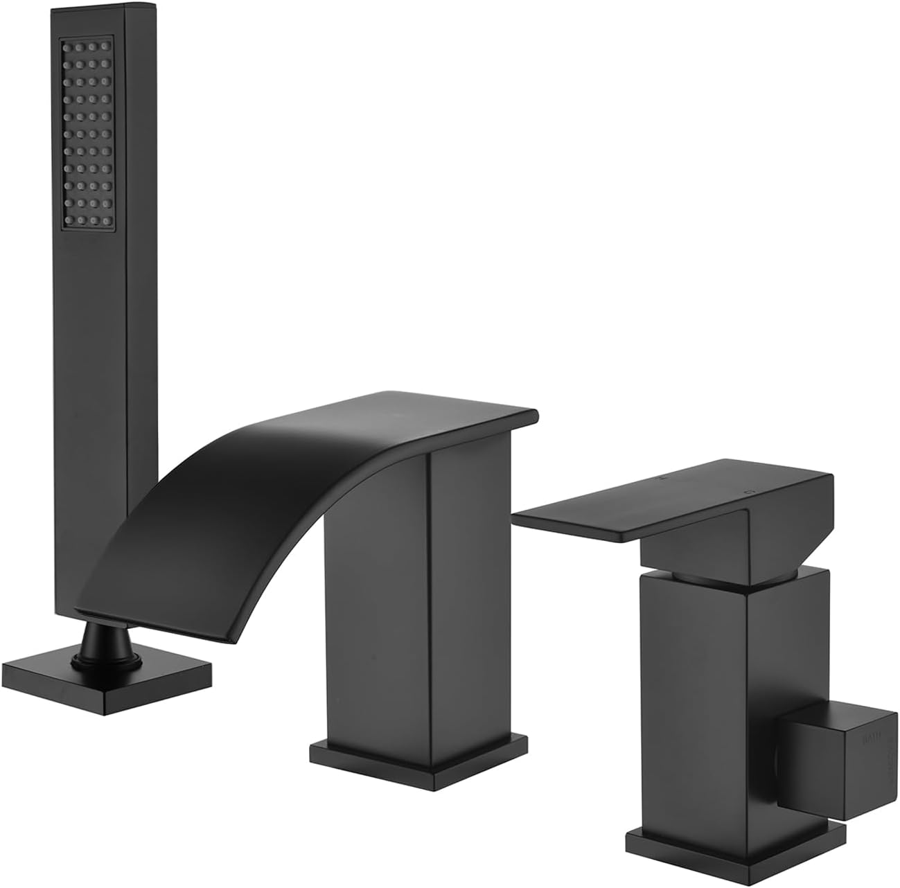 TapLong Waterfall Tub Filler Faucet with HandHeld Shower Widespread Roman Tub Faucet Set, Deck Mount 3-Holes Single-Handle Faucet in Brushed Gold, 03111BG