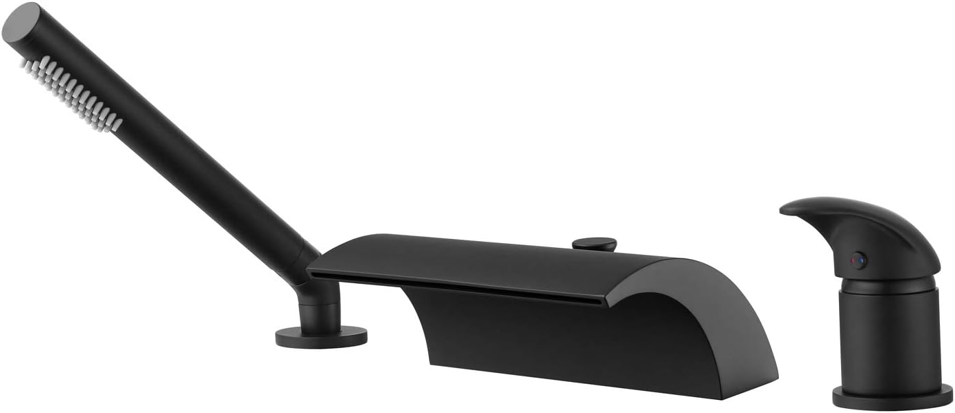 sumerain Waterfall Roman Tub Faucet with Handheld High Flow Chrome finish