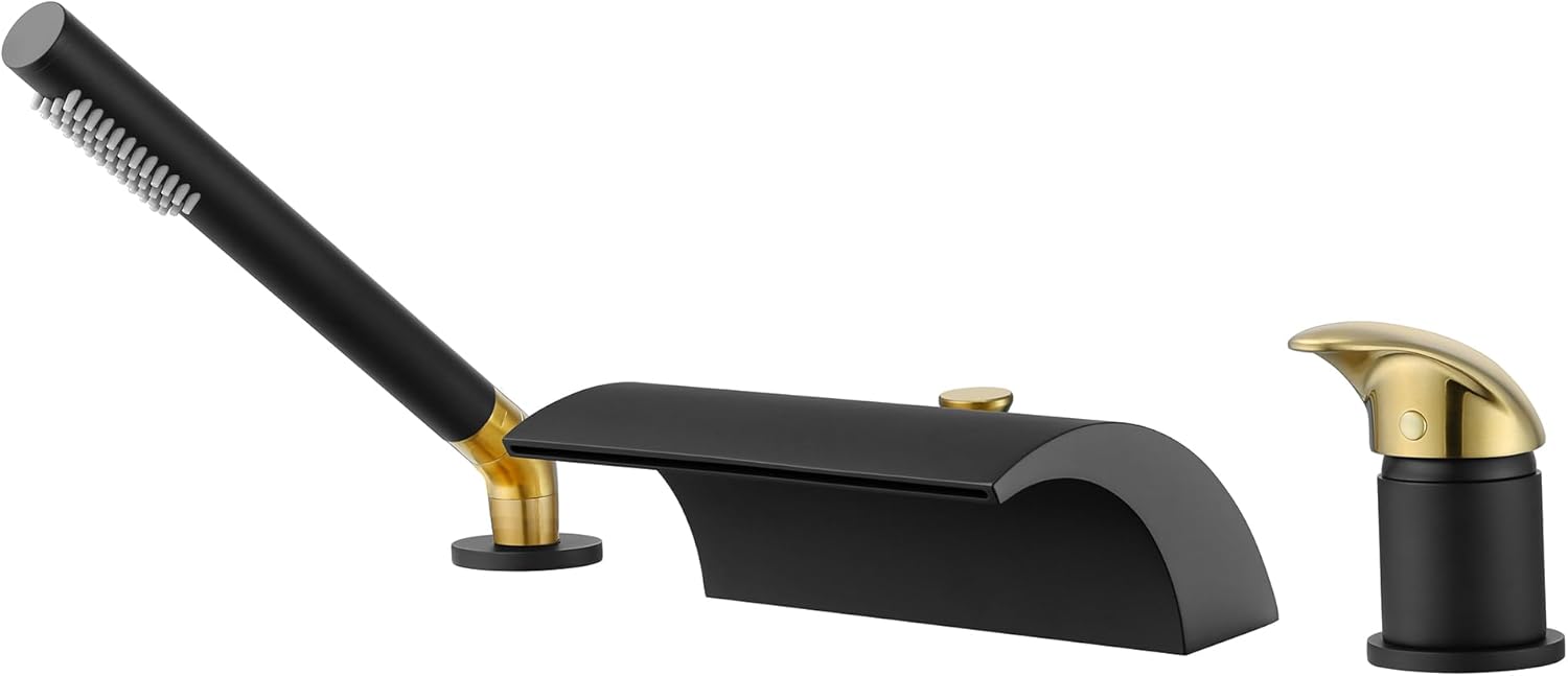 sumerain Waterfall Roman Tub Faucet with Handheld High Flow Chrome finish