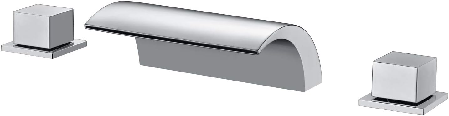 sumerain Waterfall Roman Tub Faucet with Handheld High Flow Chrome finish