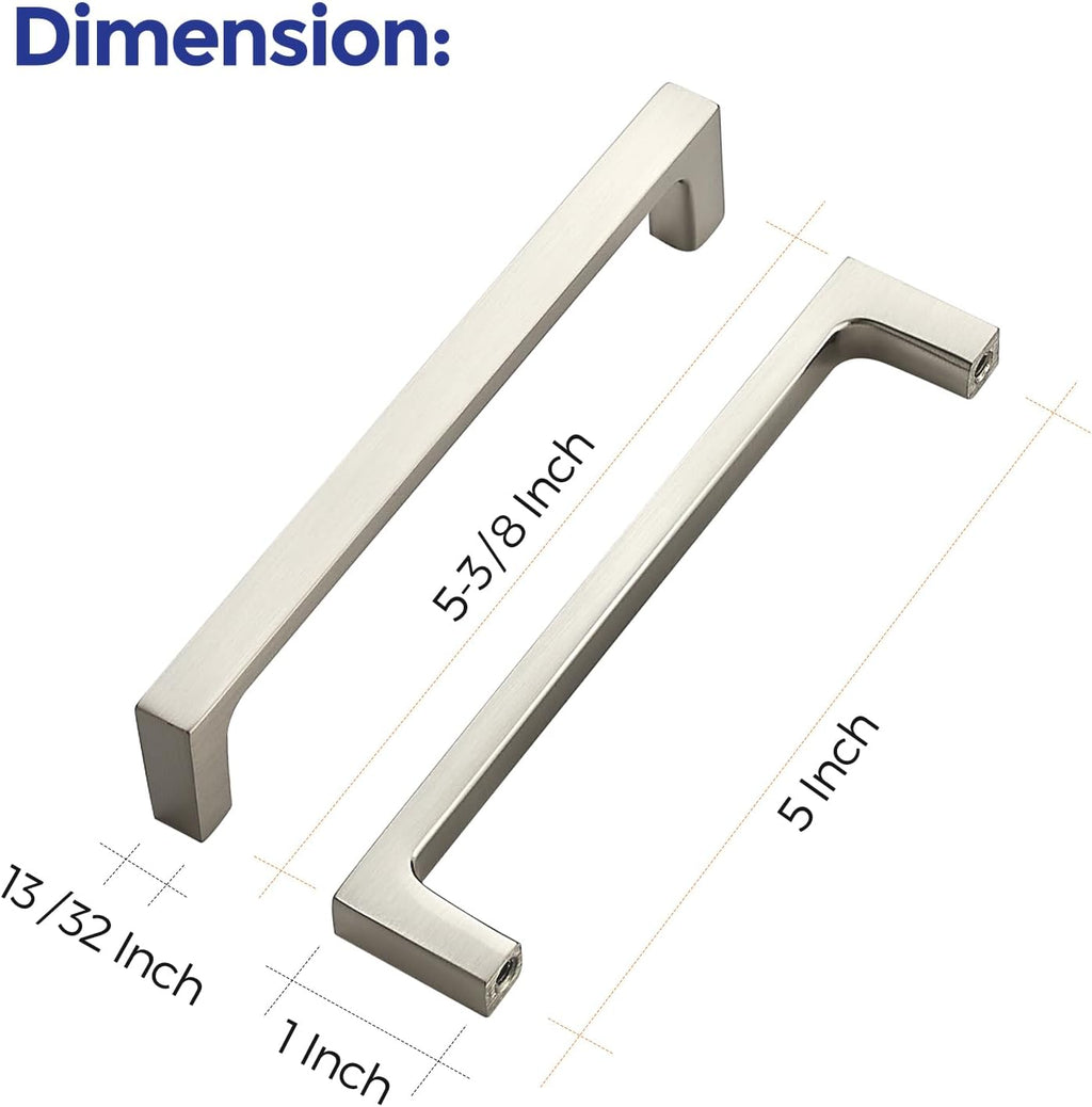 Ravinte 25 Pack Solid 5 Inch Kitchen Square Cabinet Handles Brushed Nickel Pulls Drawer Pulls Kitchen Cabinet Hardware Handles