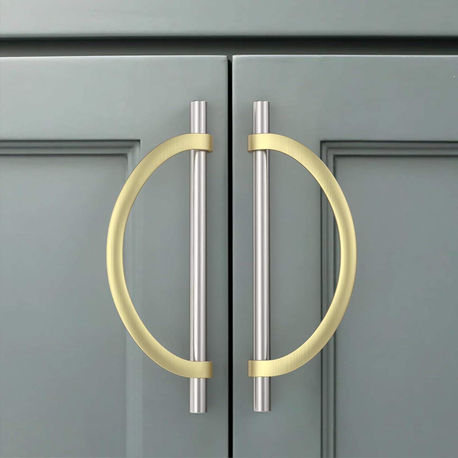 Amerdeco 10 Pack Brushed Gold Cabinet Pulls 5 Inch(128MM) Hole Centers Kitchen Cabinet Handles Hardware Kitchen Handles for Cabinets Cupboard Handles Drawer Pulls