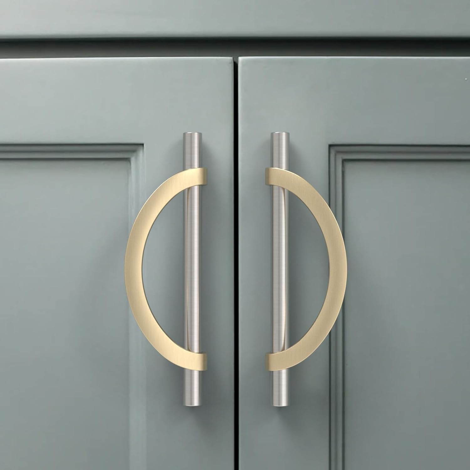 Amerdeco 10 Pack Brushed Gold Cabinet Pulls 5 Inch(128MM) Hole Centers Kitchen Cabinet Handles Hardware Kitchen Handles for Cabinets Cupboard Handles Drawer Pulls