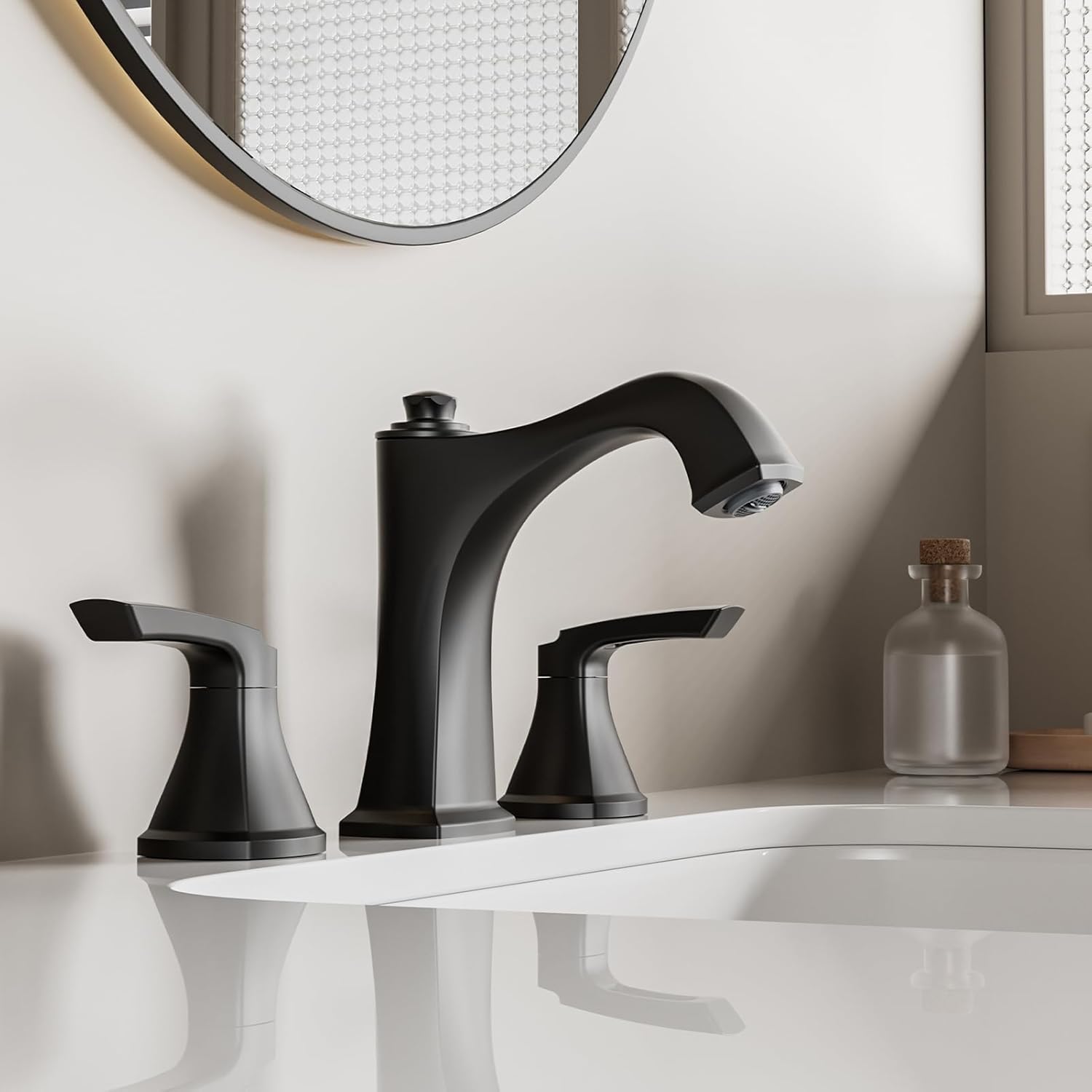 Widespread Bathroom Faucet 3 Hole, Brushed Gold 4-16 Inch Bathroom Sink Faucets, Two Handle Vanity Faucet 3 Holes with Drain Assembly, Brushed Gold