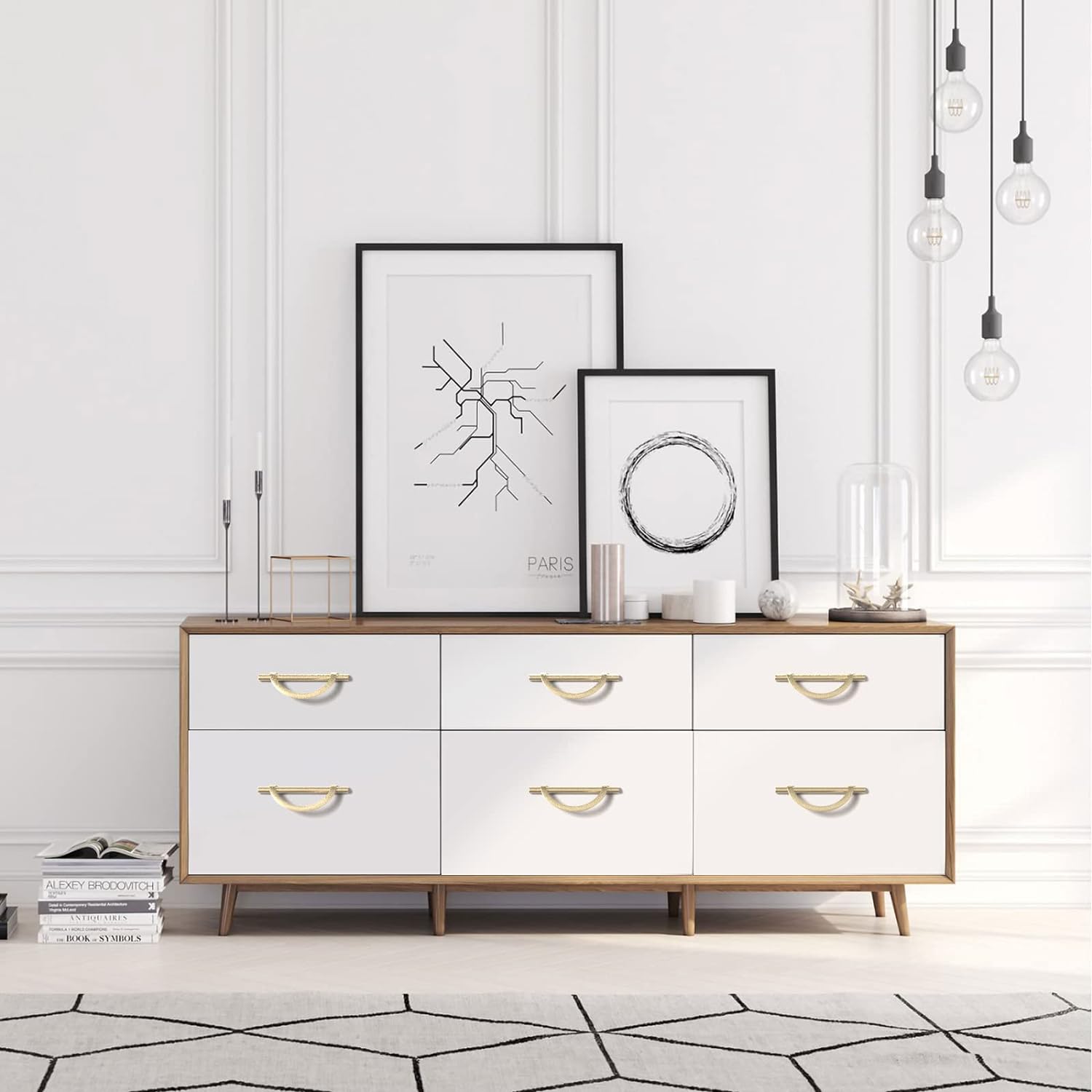 Amerdeco 10 Pack Brushed Gold Cabinet Pulls 5 Inch(128MM) Hole Centers Kitchen Cabinet Handles Hardware Kitchen Handles for Cabinets Cupboard Handles Drawer Pulls