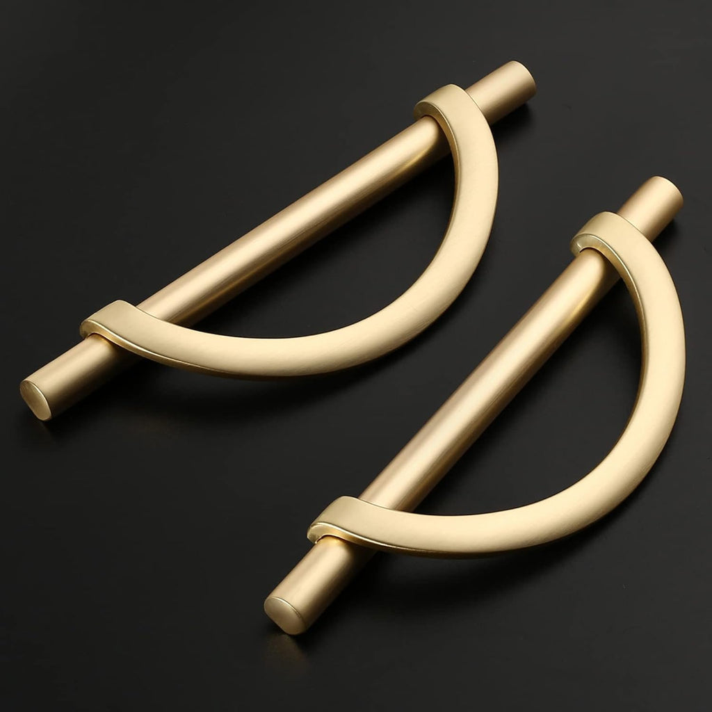 Amerdeco 10 Pack Brushed Gold Cabinet Pulls 5 Inch(128MM) Hole Centers Kitchen Cabinet Handles Hardware Kitchen Handles for Cabinets Cupboard Handles Drawer Pulls