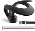 Elegant Bathroom Sink Faucet Single Hole,AUU Waterfall Matte Black Vanity Sink Faucet Solid Brass,Single Handle Basin Tap with Pop Up Drian Deck Plate Supply Line (Black, Short)
