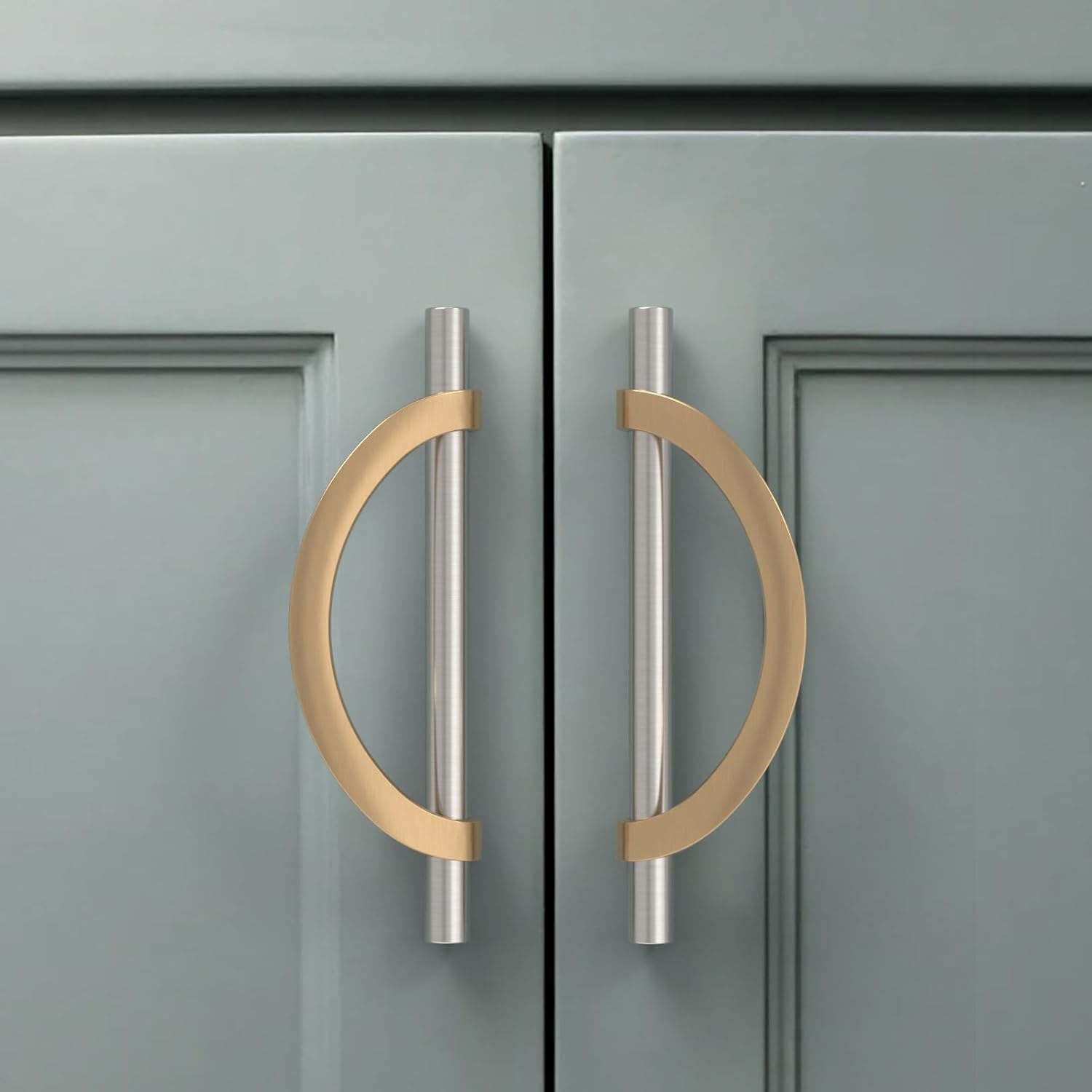 Amerdeco 10 Pack Brushed Gold Cabinet Pulls 5 Inch(128MM) Hole Centers Kitchen Cabinet Handles Hardware Kitchen Handles for Cabinets Cupboard Handles Drawer Pulls