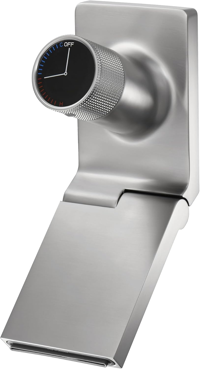 Sumerain Waterfall Wall Mount Bathroom Sink Faucet, Swiveling Spout with Adjustable Aerator, Black and Gold