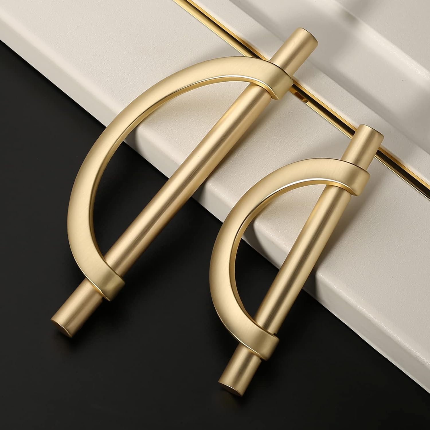 Amerdeco 10 Pack Brushed Gold Cabinet Pulls 5 Inch(128MM) Hole Centers Kitchen Cabinet Handles Hardware Kitchen Handles for Cabinets Cupboard Handles Drawer Pulls