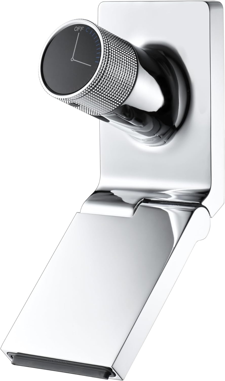 Sumerain Waterfall Wall Mount Bathroom Sink Faucet, Swiveling Spout with Adjustable Aerator, Black and Gold