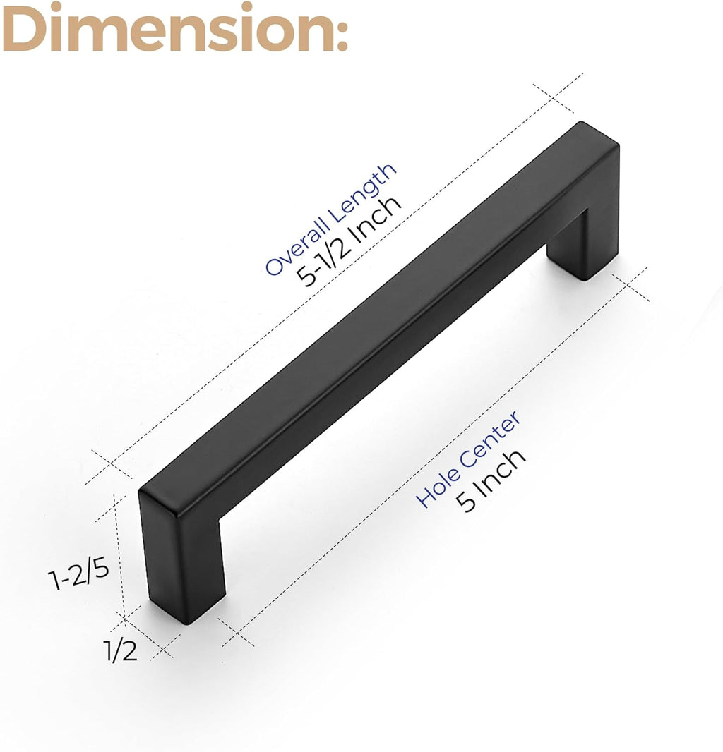 Ravinte 30 Pack 5 Inch Kitchen Square Cabinet Handles Matte Black Pulls Drawer Hardware for Cabinets Cupboard