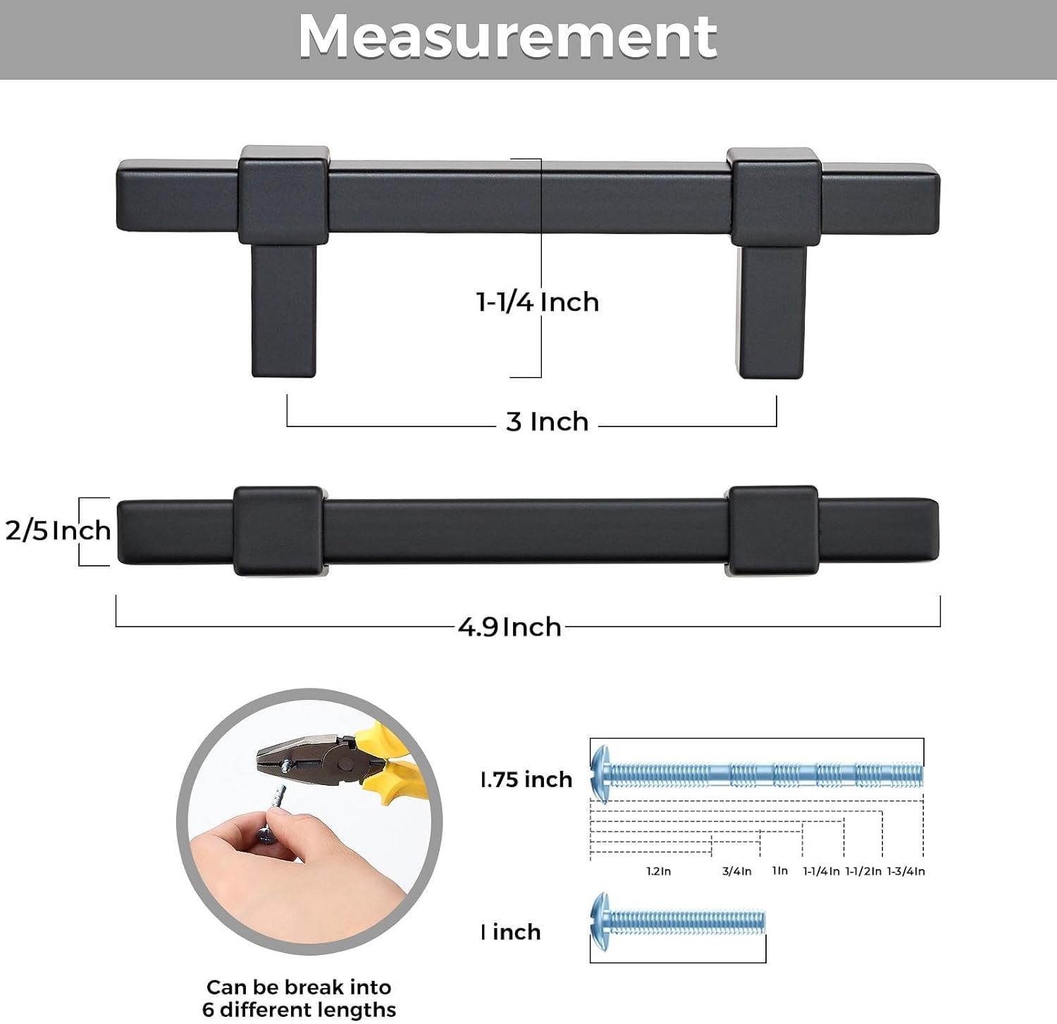 30 Pack Black Cabinet Handles - 3" Hole Center Cabinet Pulls Matte Black Drawer Pulls Cabinet Hardware Kitchen Handles for Cabinets