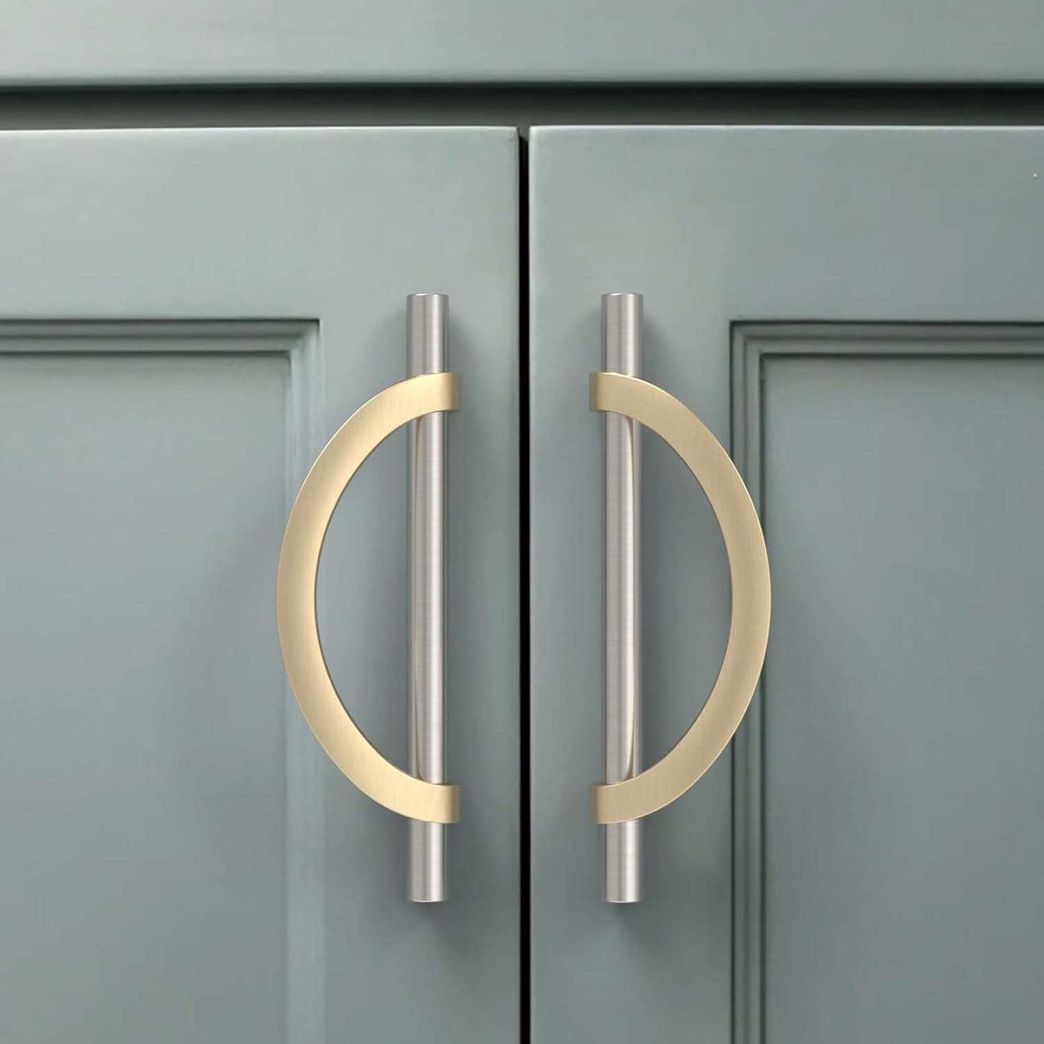 Amerdeco 10 Pack Brushed Gold Cabinet Pulls 5 Inch(128MM) Hole Centers Kitchen Cabinet Handles Hardware Kitchen Handles for Cabinets Cupboard Handles Drawer Pulls