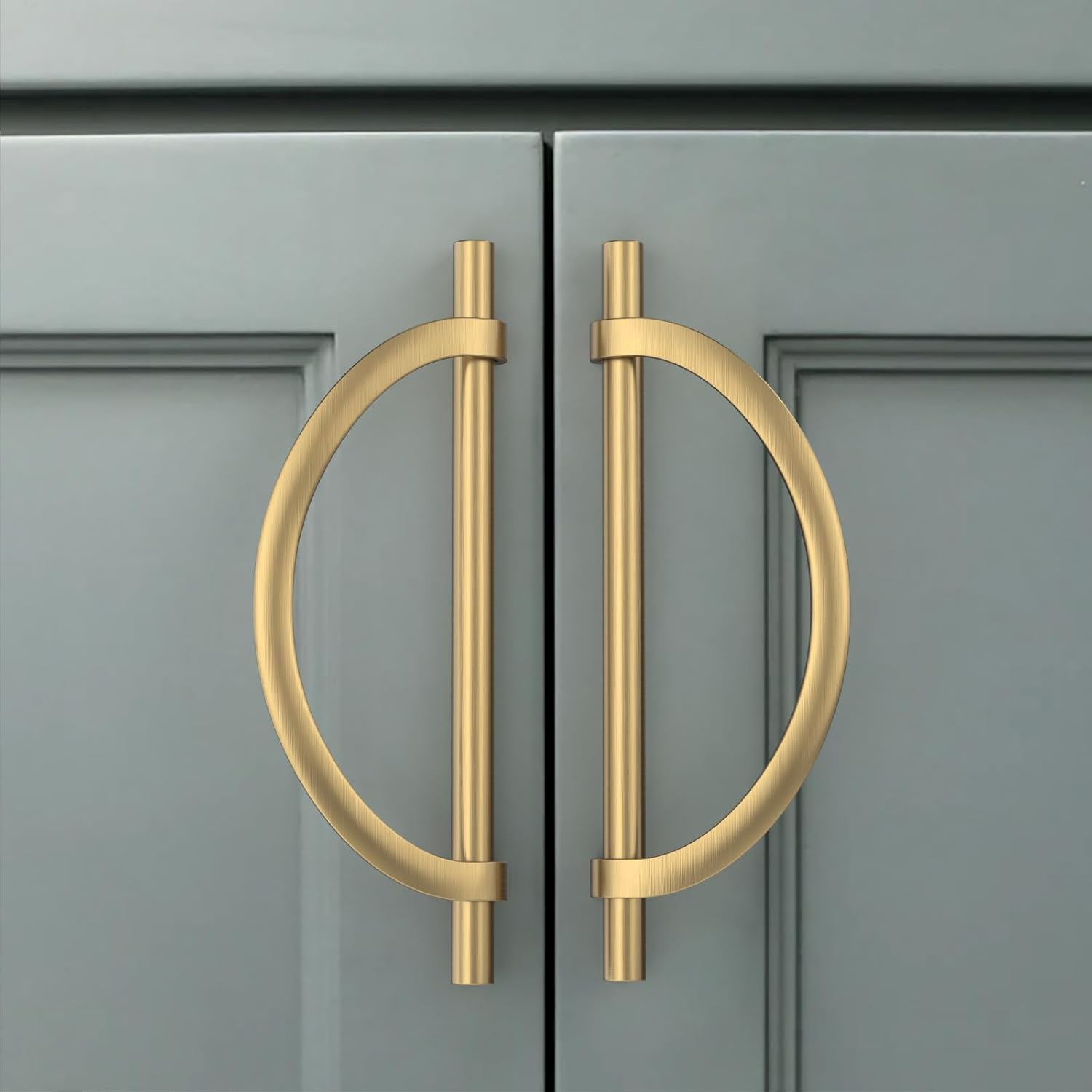 Amerdeco 10 Pack Brushed Gold Cabinet Pulls 5 Inch(128MM) Hole Centers Kitchen Cabinet Handles Hardware Kitchen Handles for Cabinets Cupboard Handles Drawer Pulls