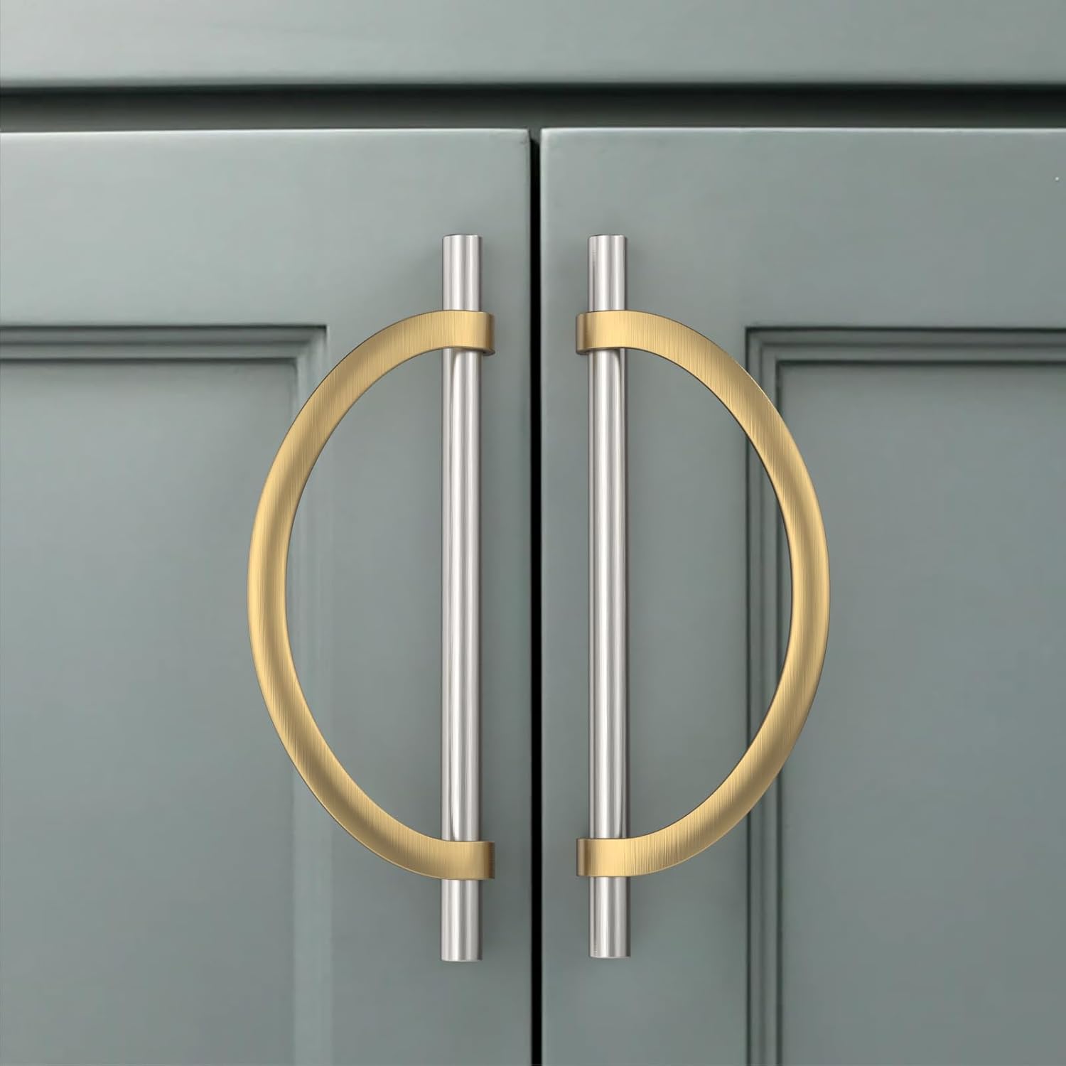 Amerdeco 10 Pack Brushed Gold Cabinet Pulls 5 Inch(128MM) Hole Centers Kitchen Cabinet Handles Hardware Kitchen Handles for Cabinets Cupboard Handles Drawer Pulls