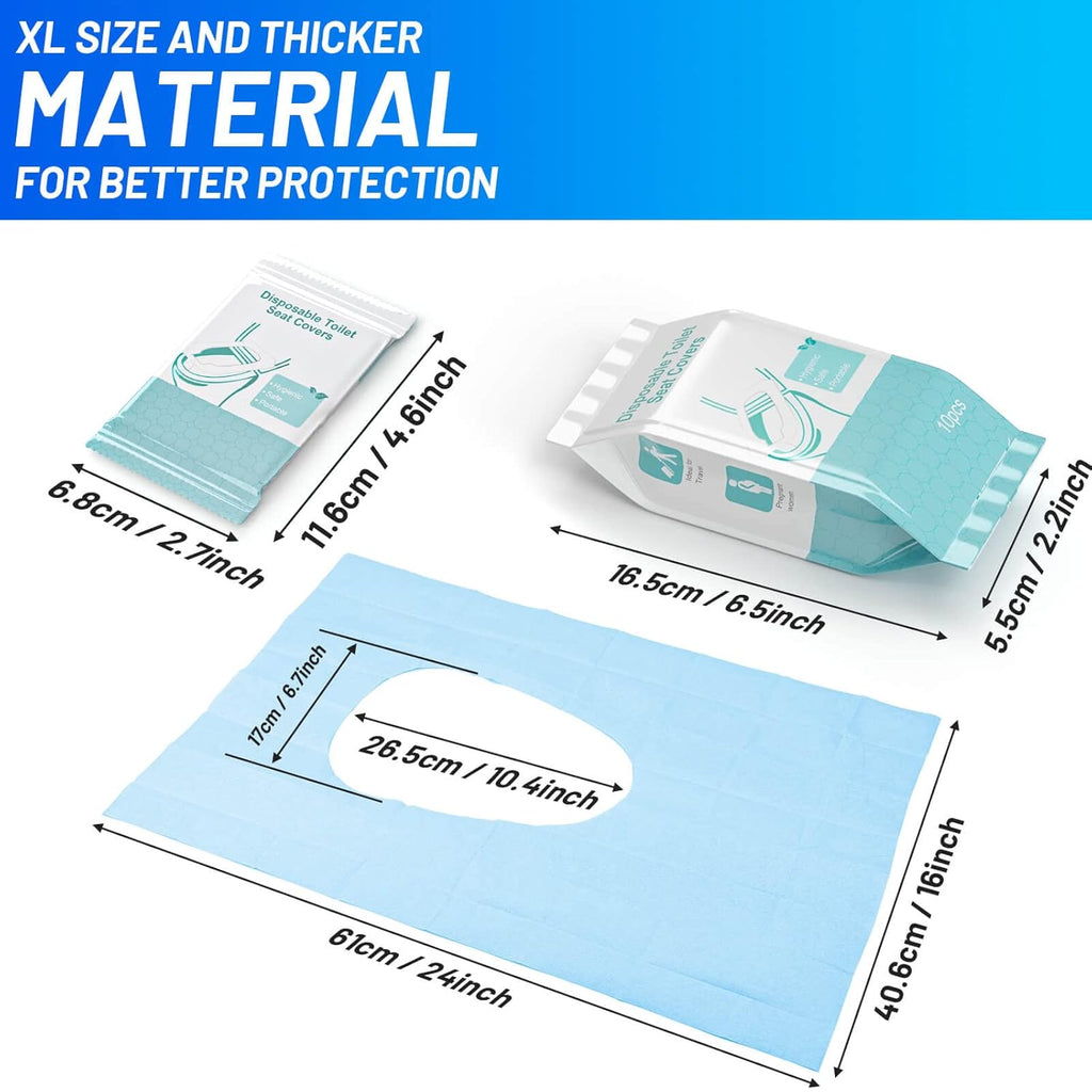 80 Pack Disposable Toilet Seat Covers - Waterproof 16x24 Inch Extra Large Individually Wrapped Toilet Seat Shields Travel Accessories for Adults Kids