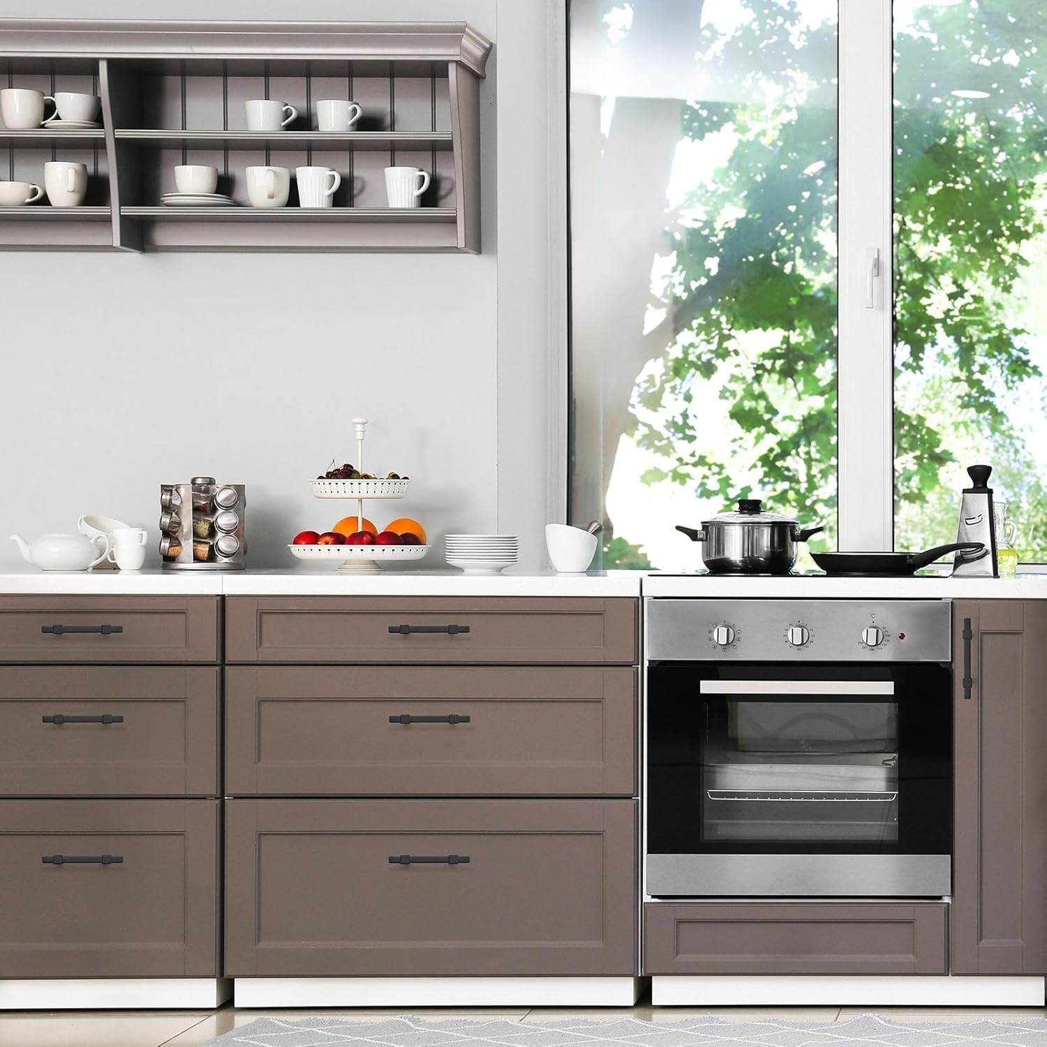 30 Pack Black Cabinet Handles - 3" Hole Center Cabinet Pulls Matte Black Drawer Pulls Cabinet Hardware Kitchen Handles for Cabinets