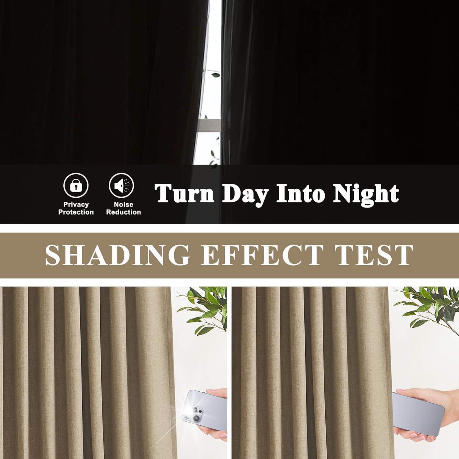 Vision Home Brown Pinch Pleated Full Blackout Curtains Linen Blended 60" Wide Thermal Insulated Window Panels 108 inch for Bedroom Living Room Darkening Pleat Drapes with Hooks Back Tab 60" Wx108 Lx1