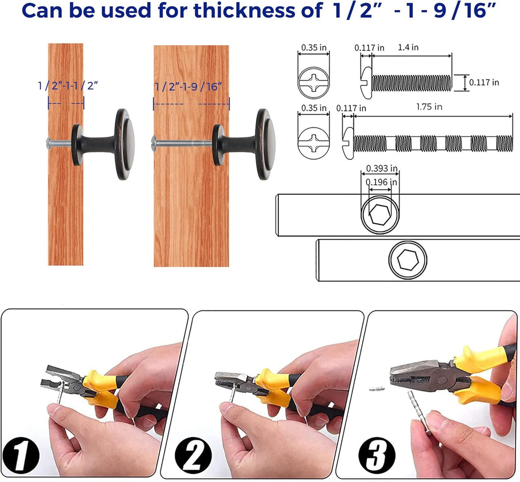 Ravinte 30 Pack 1-1/4 inch Kitchen/ Dresser/ Drawer Oil-Rubbed Bronze Pulls, Door Handles Knobs