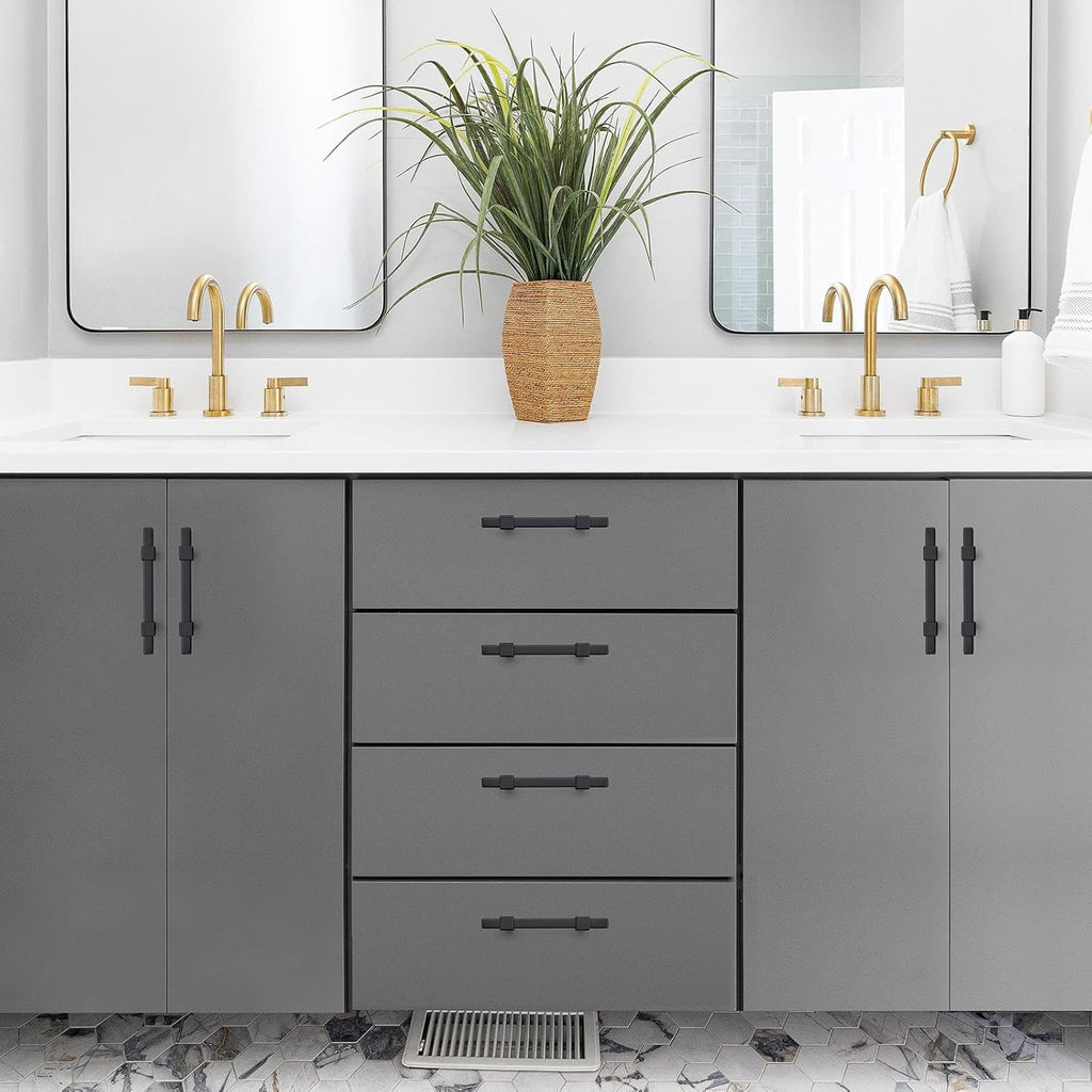 30 Pack Black Cabinet Handles - 3" Hole Center Cabinet Pulls Matte Black Drawer Pulls Cabinet Hardware Kitchen Handles for Cabinets