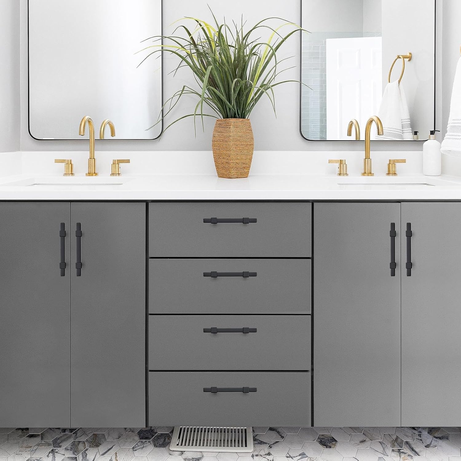 30 Pack Black Cabinet Handles - 3" Hole Center Cabinet Pulls Matte Black Drawer Pulls Cabinet Hardware Kitchen Handles for Cabinets