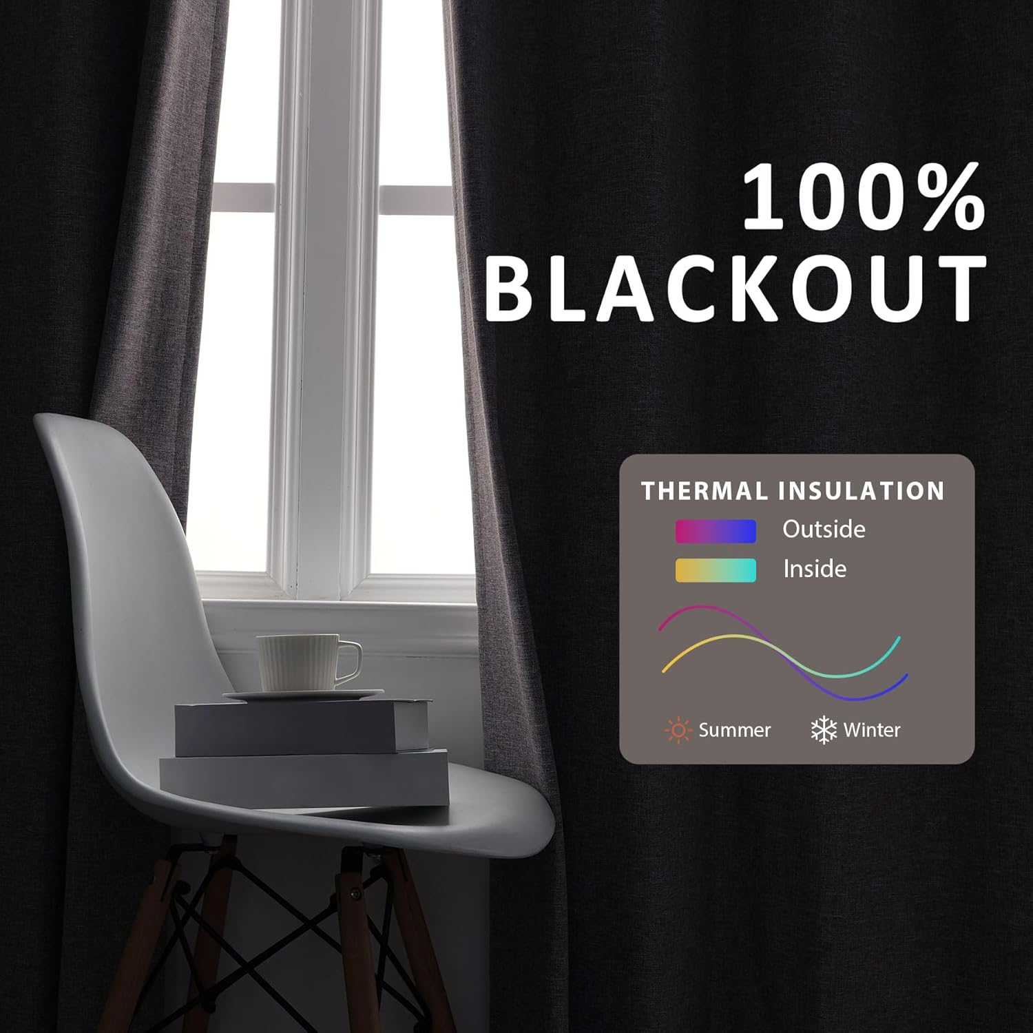 Macochico Extra Wide 100% Blackout Linen Curtains for Sliding Door Pleated Curtains with Hooks Insulated Soft Linen Drapes for Bedroom Living Room with Tieback Sand Beige 100”Wx84”L 1 Panel