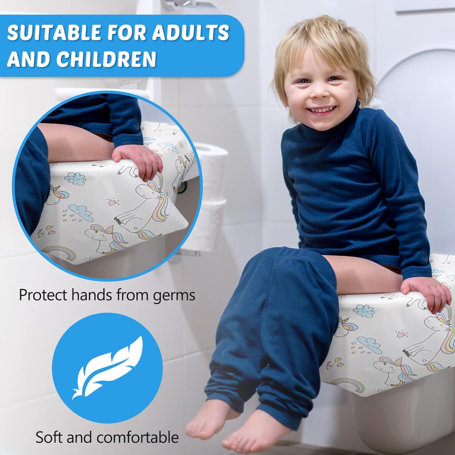 100 Pcs Toilet Seat Covers Disposable for Kids Toddler Extra Large Paper Potty Seat Cover Individually Wrapped Portable Toilet Training Liners for Travel Toilet Seat Covers Public Restrooms (Unicorn)