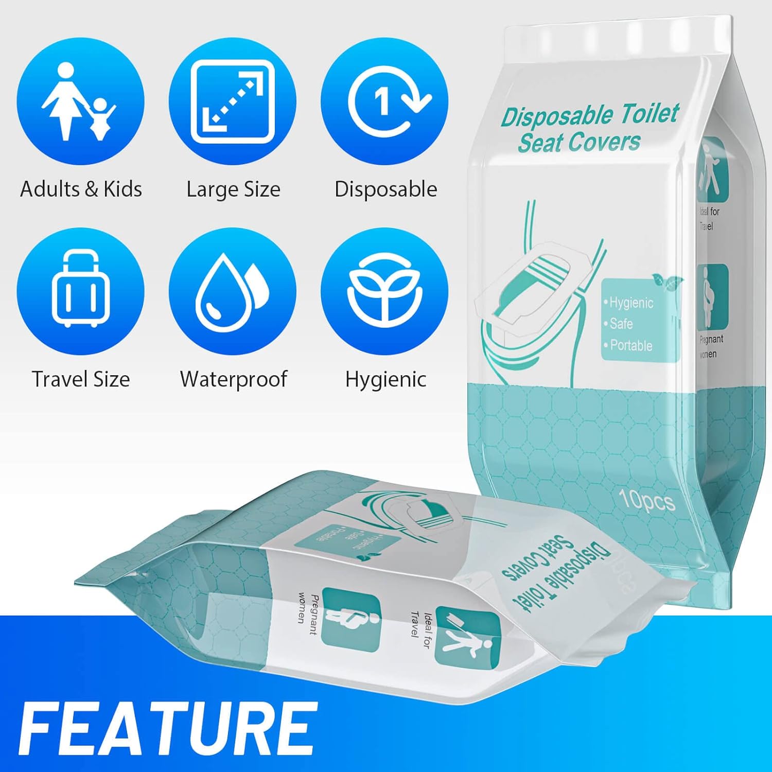 80 Pack Disposable Toilet Seat Covers - Waterproof 16x24 Inch Extra Large Individually Wrapped Toilet Seat Shields Travel Accessories for Adults Kids