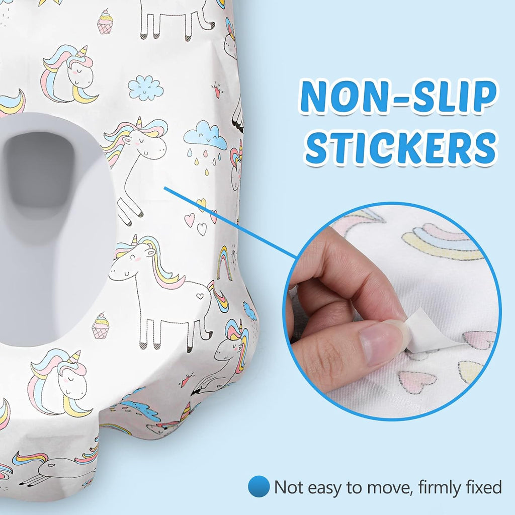 100 Pcs Toilet Seat Covers Disposable for Kids Toddler Extra Large Paper Potty Seat Cover Individually Wrapped Portable Toilet Training Liners for Travel Toilet Seat Covers Public Restrooms (Unicorn)