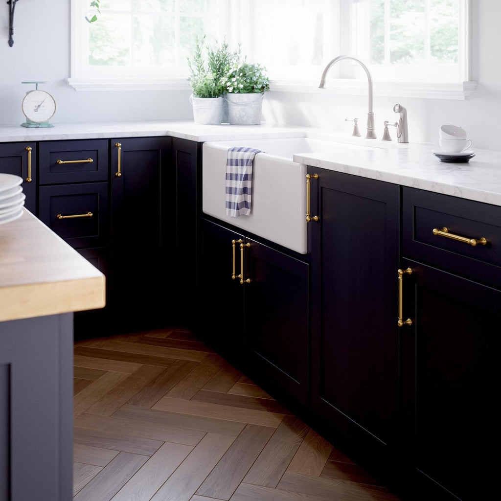 FRANKLIN BRASS Classic Farmhouse (10-Pack) Cabinet Handles 5-1/16" Hole Center Pulls | Modern Gold Hardware Kitchen Door, Drawers, Dressers, Furniture P41930C-117-B