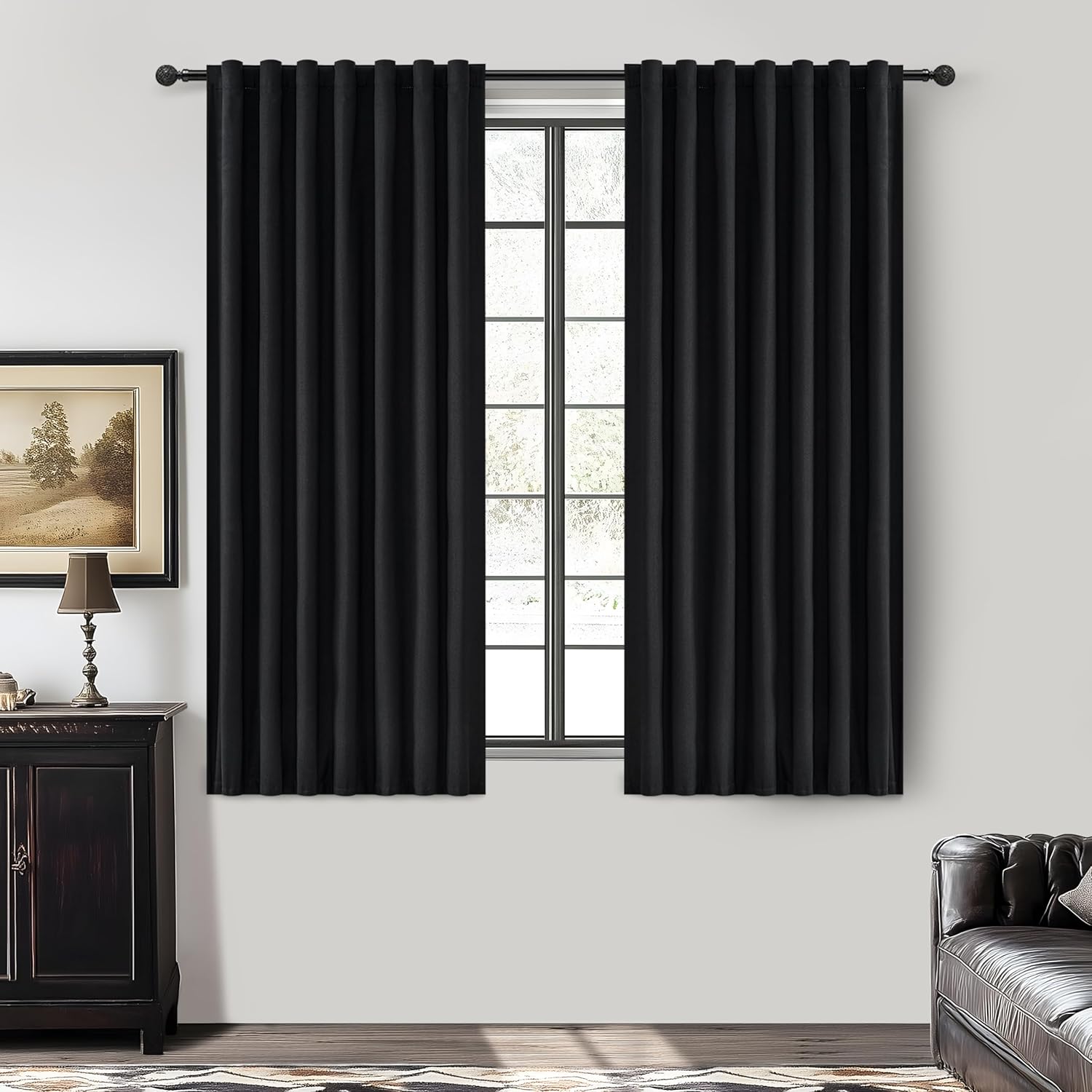 Extra Wide 70 Inch Length Blackout Curtains & Drapes 120 Inches Long 2 Panels Set for Sliding Glass Doors,Modern Pleated Linen Blend Heavy Floor to Ceiling Large Window Drapes(70"Wx120"Lx 2 Natural)