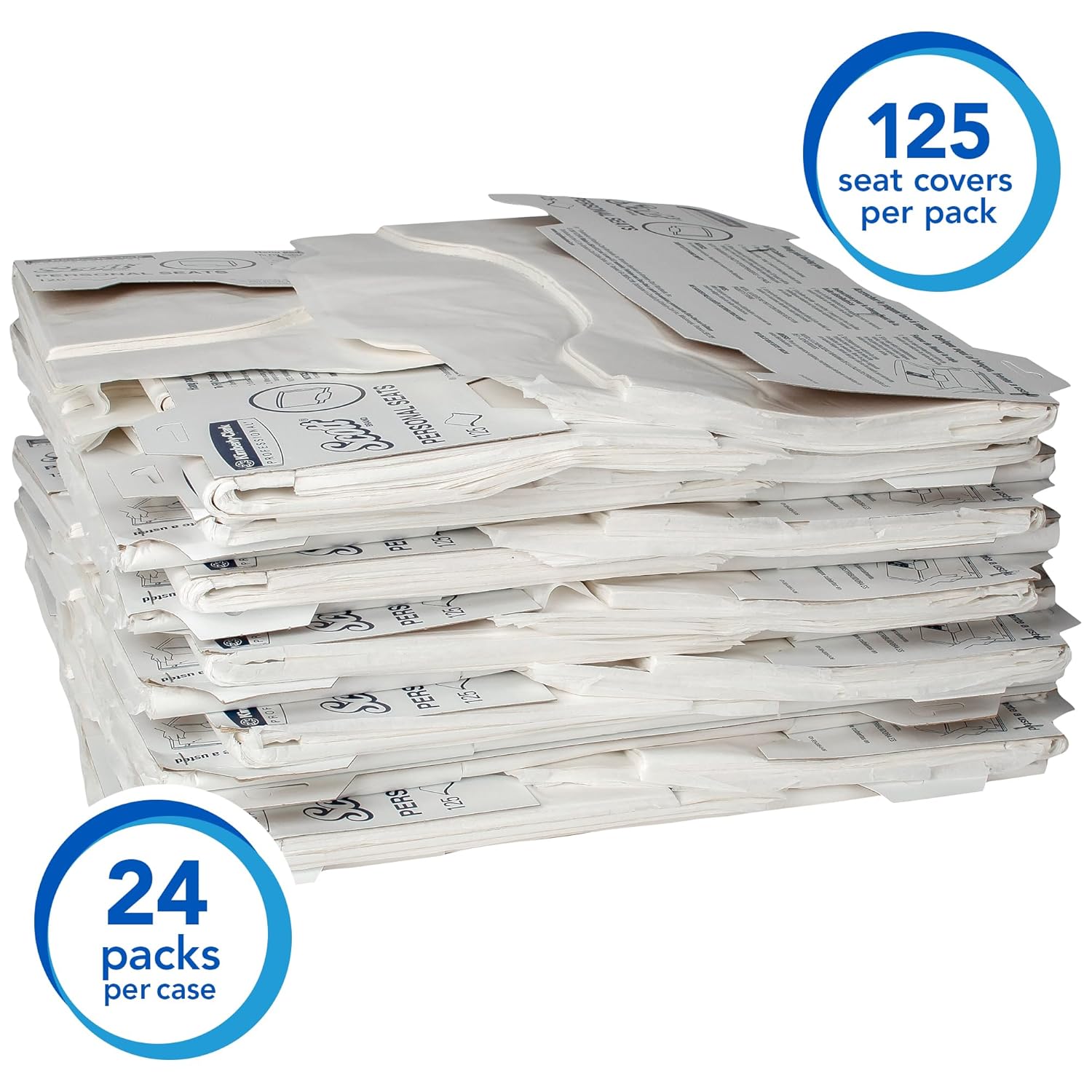 Scott Pro Toilet Seat Cover (07410), White, Disposable, 125 Covers / Pack, 24 Packs / Case