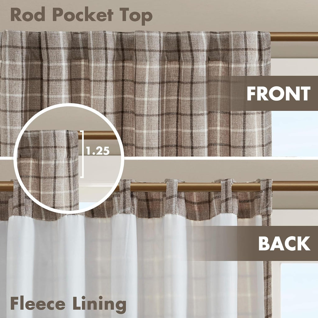 Madison Park Anaheim Cabin Plaid Curtain Window, Thermal Insulated Fleece Lining, Living Room Decor Room Darkening Drape for Bedroom, 1-Single Panel Pack, 50" x 108" Rod Pocket Brown
