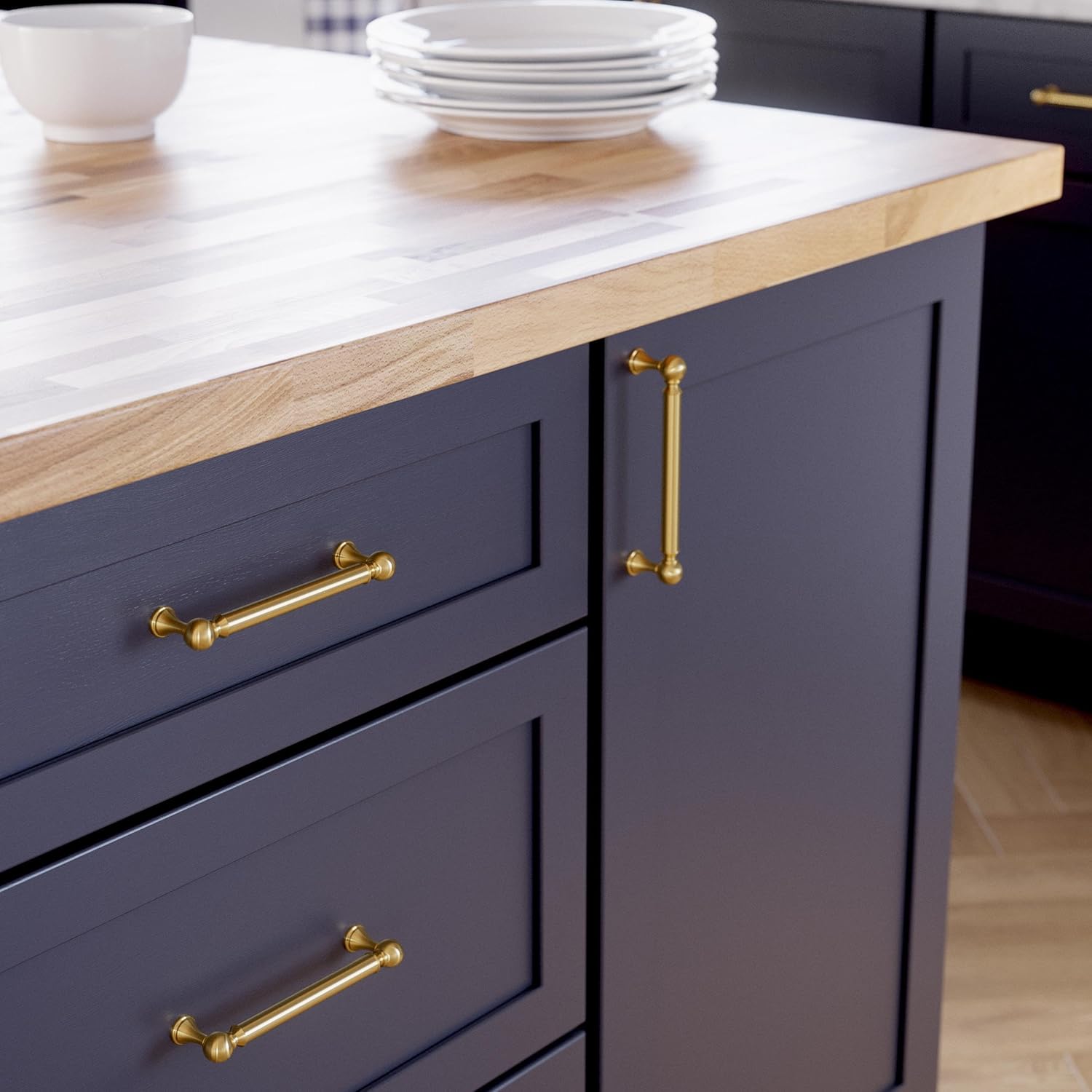 FRANKLIN BRASS Classic Farmhouse (10-Pack) Cabinet Handles 5-1/16" Hole Center Pulls | Modern Gold Hardware Kitchen Door, Drawers, Dressers, Furniture P41930C-117-B