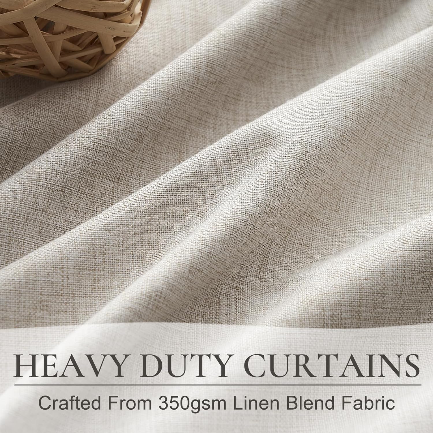 Extra Wide 70 Inch Length Blackout Curtains & Drapes 120 Inches Long 2 Panels Set for Sliding Glass Doors,Modern Pleated Linen Blend Heavy Floor to Ceiling Large Window Drapes(70"Wx120"Lx 2 Natural)