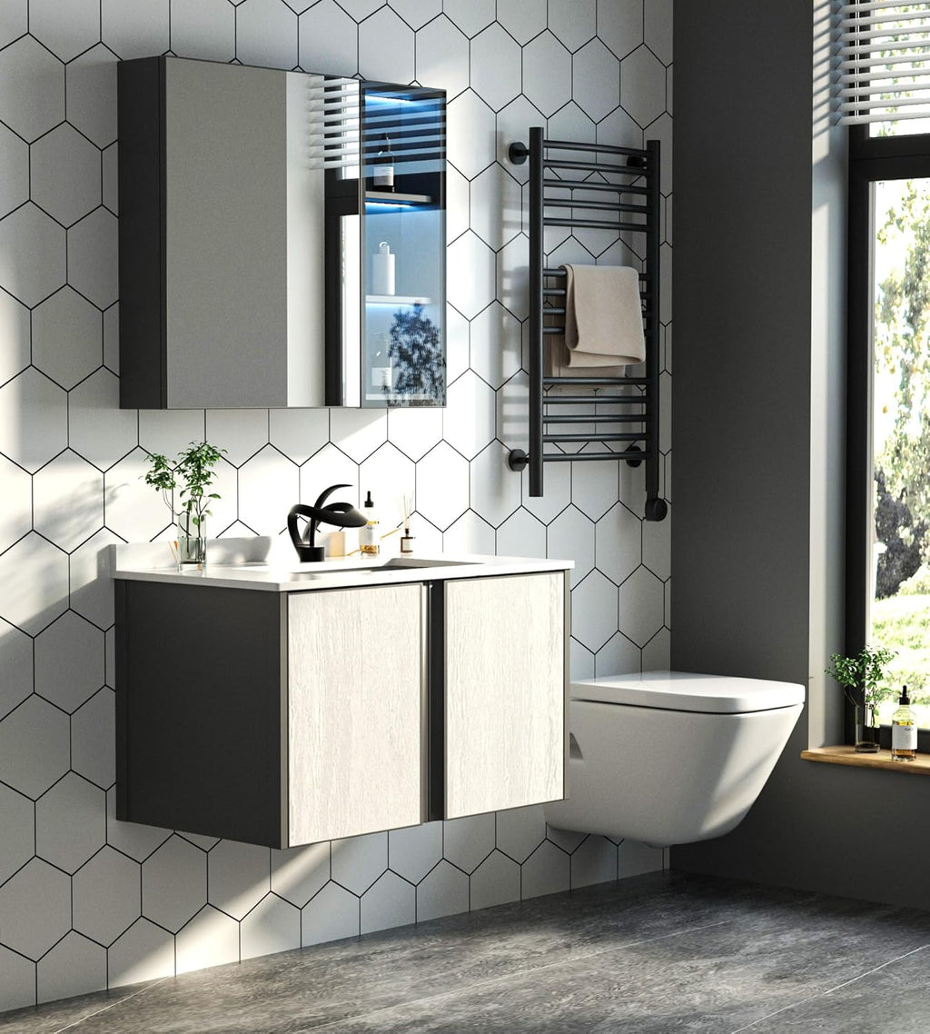 Elegant Bathroom Sink Faucet Single Hole,AUU Waterfall Matte Black Vanity Sink Faucet Solid Brass,Single Handle Basin Tap with Pop Up Drian Deck Plate Supply Line (Black, Short)