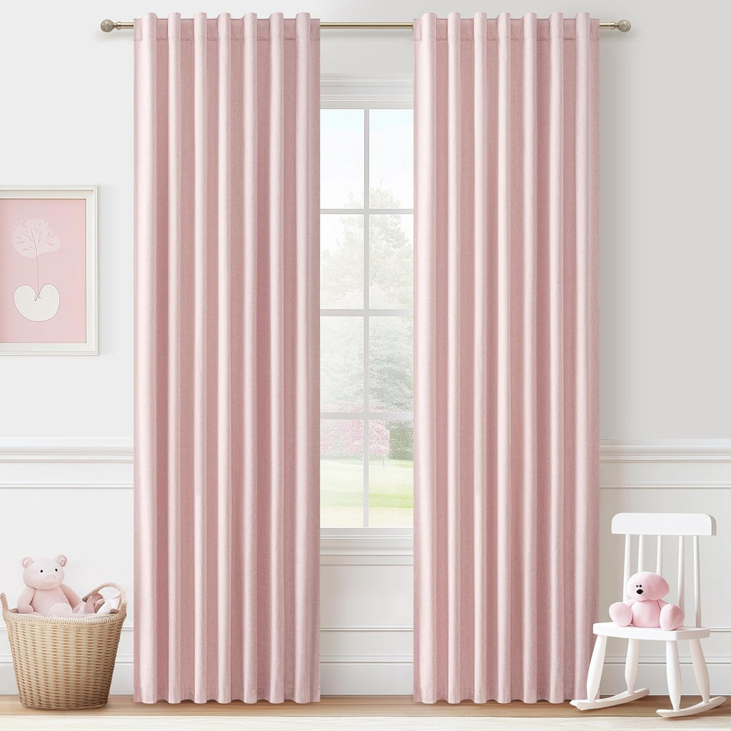 Extra Wide 70 Inch Length Blackout Curtains & Drapes 120 Inches Long 2 Panels Set for Sliding Glass Doors,Modern Pleated Linen Blend Heavy Floor to Ceiling Large Window Drapes(70"Wx120"Lx 2 Natural)
