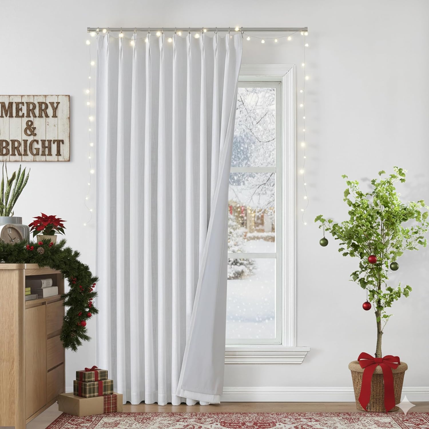 Vision Home Brown Pinch Pleated Full Blackout Curtains Linen Blended 60" Wide Thermal Insulated Window Panels 108 inch for Bedroom Living Room Darkening Pleat Drapes with Hooks Back Tab 60" Wx108 Lx1