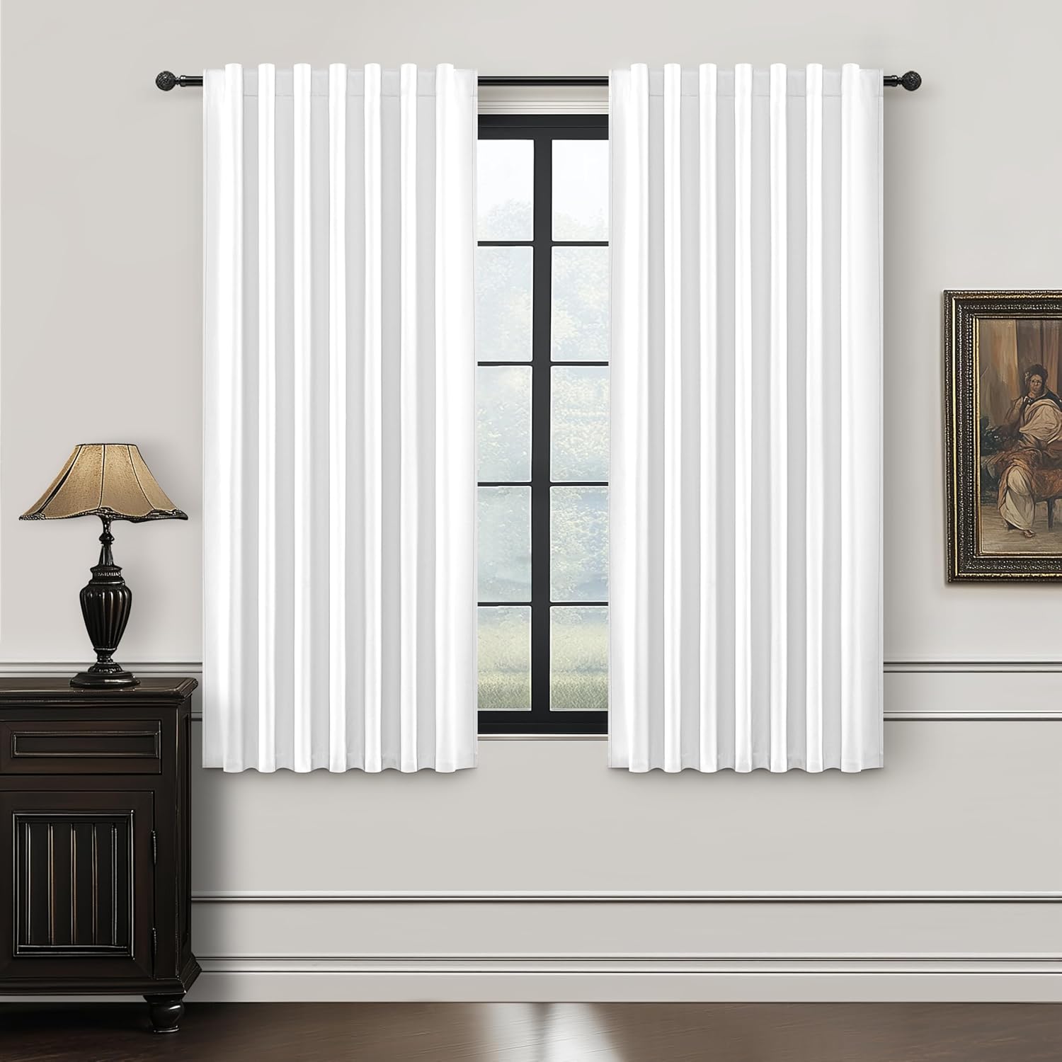 Extra Wide 70 Inch Length Blackout Curtains & Drapes 120 Inches Long 2 Panels Set for Sliding Glass Doors,Modern Pleated Linen Blend Heavy Floor to Ceiling Large Window Drapes(70"Wx120"Lx 2 Natural)