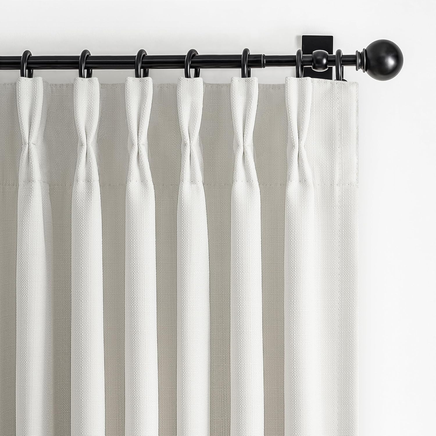 70 Inch Extra Wide Memory Trained Pinch Pleated Blackout Living Room Curtains 108 Inches Long, Warm Beige Linen 2 Layer Black Out Lux Decor Thermal Sound Dampening Curtain 70W x 108L 2 Panels Set