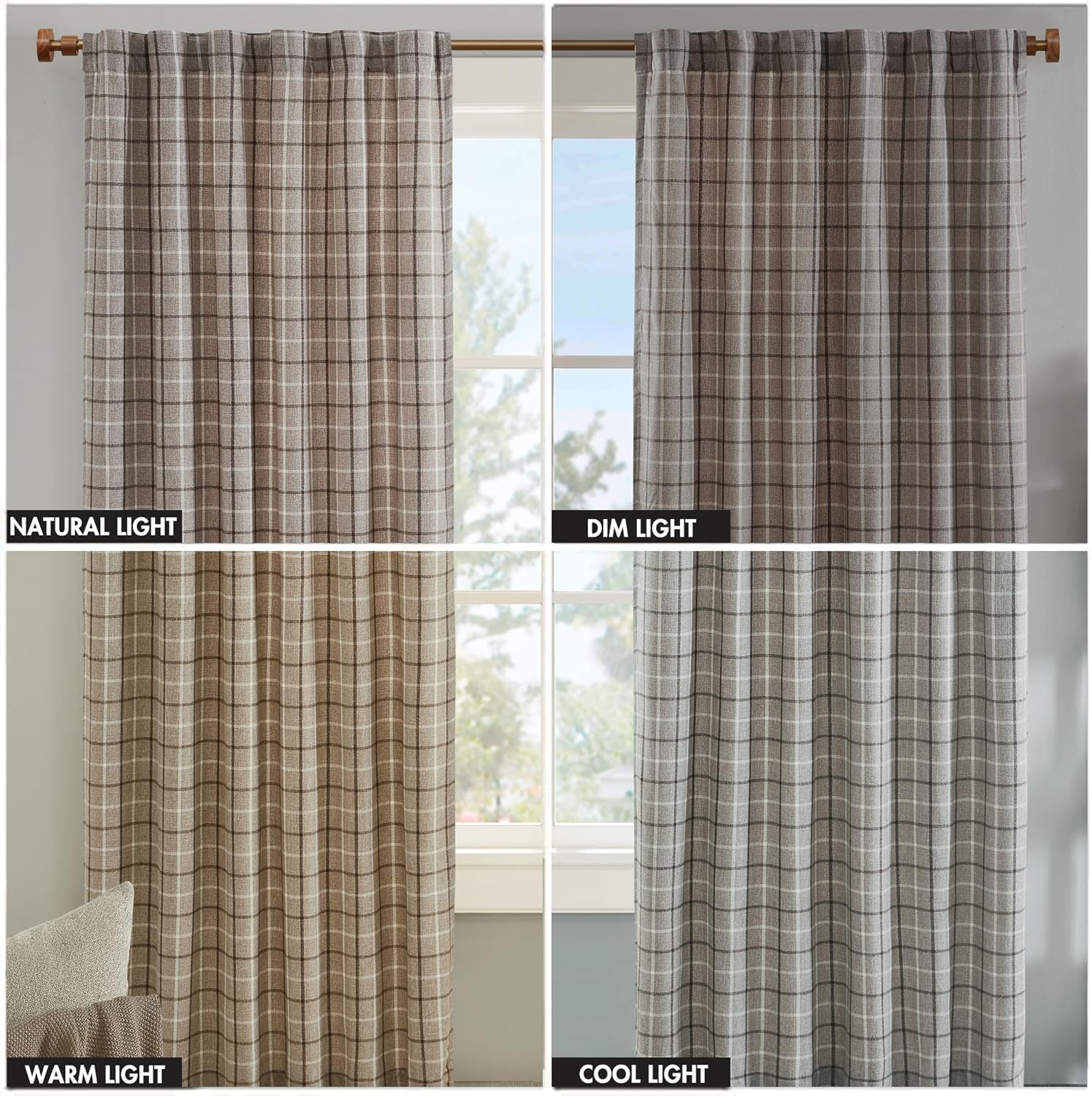 Madison Park Anaheim Cabin Plaid Curtain Window, Thermal Insulated Fleece Lining, Living Room Decor Room Darkening Drape for Bedroom, 1-Single Panel Pack, 50" x 108" Rod Pocket Brown