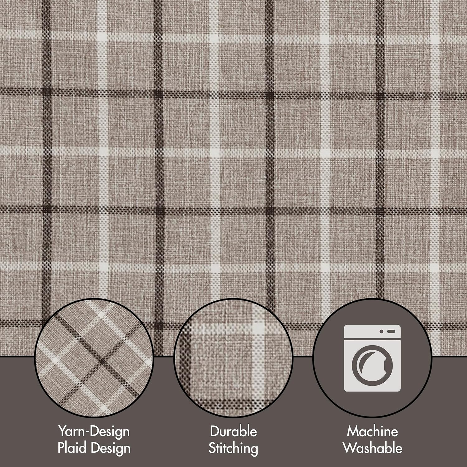 Madison Park Anaheim Cabin Plaid Curtain Window, Thermal Insulated Fleece Lining, Living Room Decor Room Darkening Drape for Bedroom, 1-Single Panel Pack, 50" x 108" Rod Pocket Brown