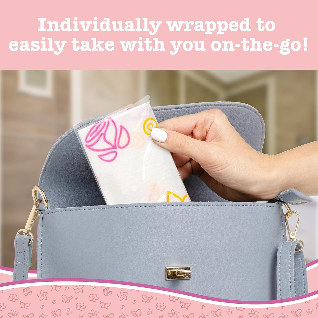 Toilet Seat Covers Disposable (40 Pack, Floral) - XL Waterproof Toilet Cover for Toddlers, Kids & Adults - Portable & Individually Wrapped for Travel, Potty Training & Public Restrooms