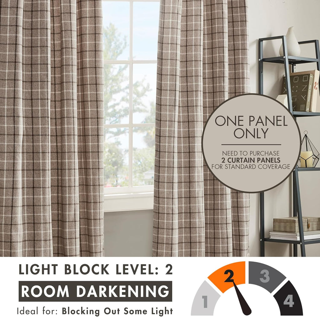 Madison Park Anaheim Cabin Plaid Curtain Window, Thermal Insulated Fleece Lining, Living Room Decor Room Darkening Drape for Bedroom, 1-Single Panel Pack, 50" x 108" Rod Pocket Brown