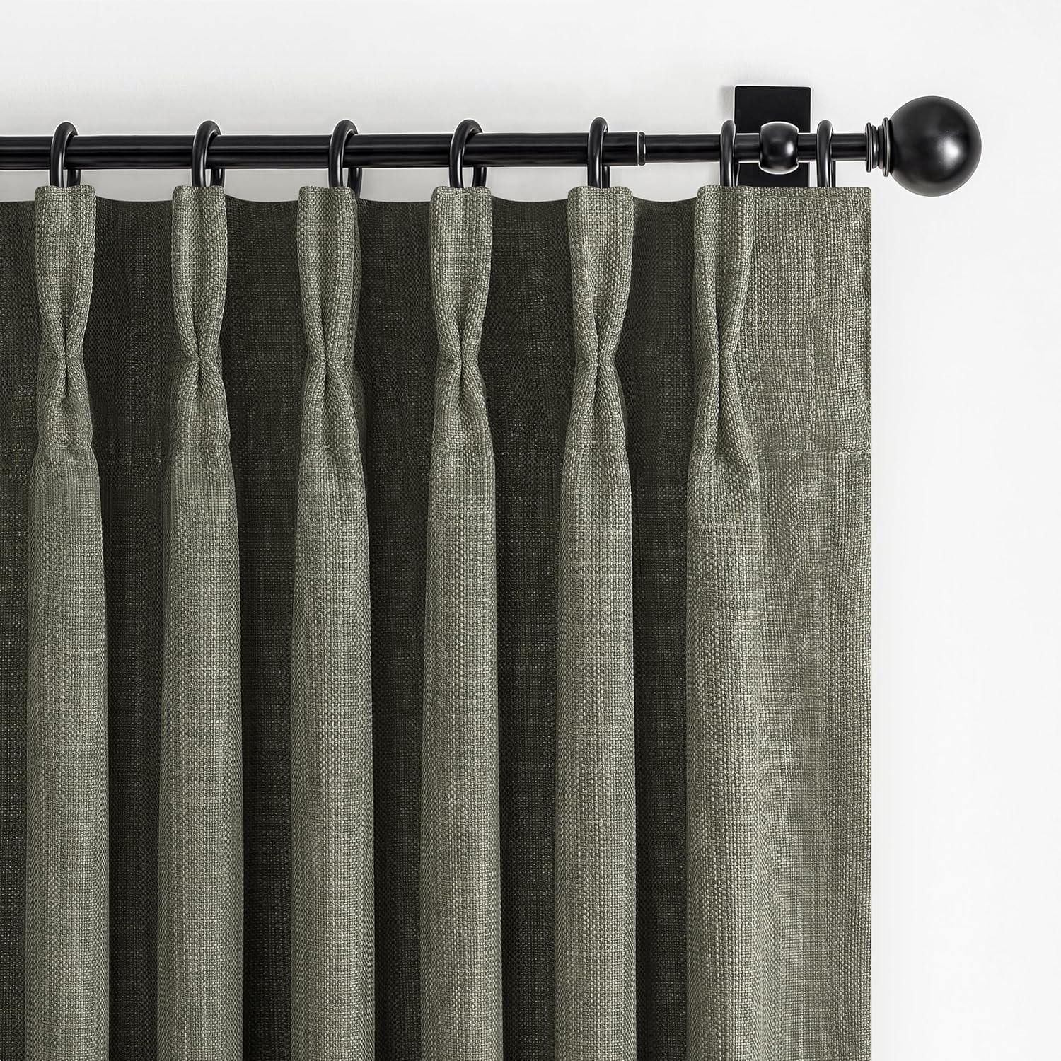 70 Inch Extra Wide Memory Trained Pinch Pleated Blackout Living Room Curtains 108 Inches Long, Warm Beige Linen 2 Layer Black Out Lux Decor Thermal Sound Dampening Curtain 70W x 108L 2 Panels Set
